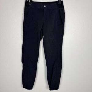 Athleta Joggers Women’s Black 2 Snap & Zipper Stretchy Waist Pockets 54023